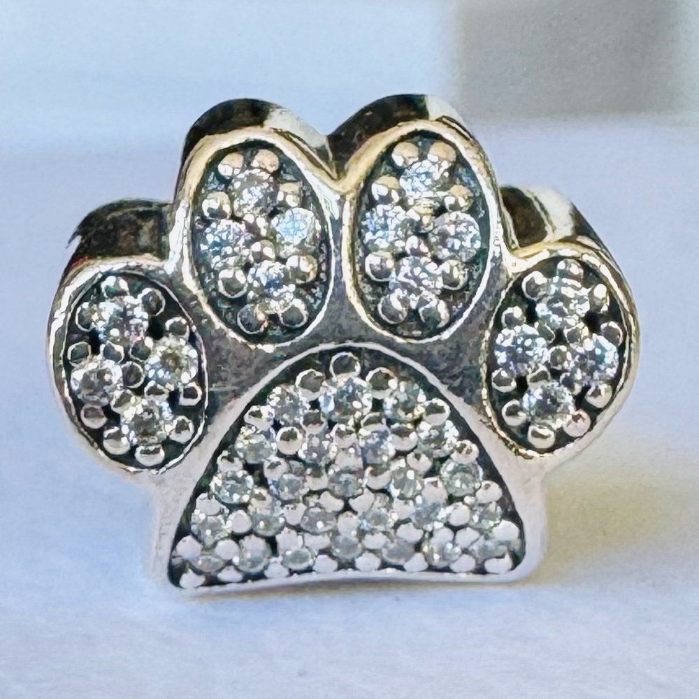 Authentic Pandora Sparkling Paw Print Dog Charm!